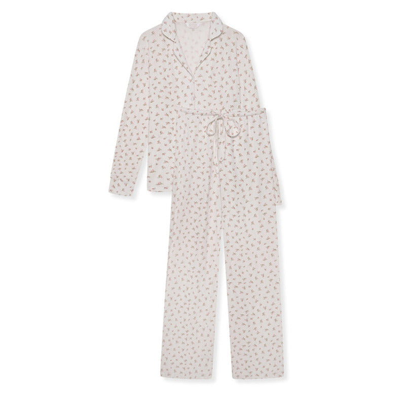 Cotton Pointelle Pyjama Trouser Set - Rose