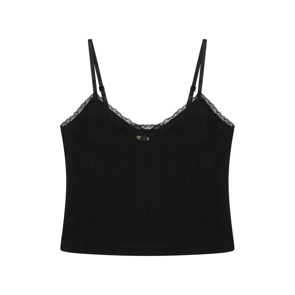 Pointelle Cami Top -Black - The NAP Co.