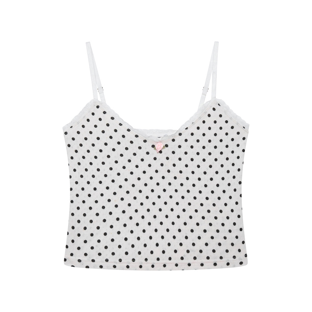 Pointelle Cami Top -Black Polka Dot - The NAP Co. - image 1