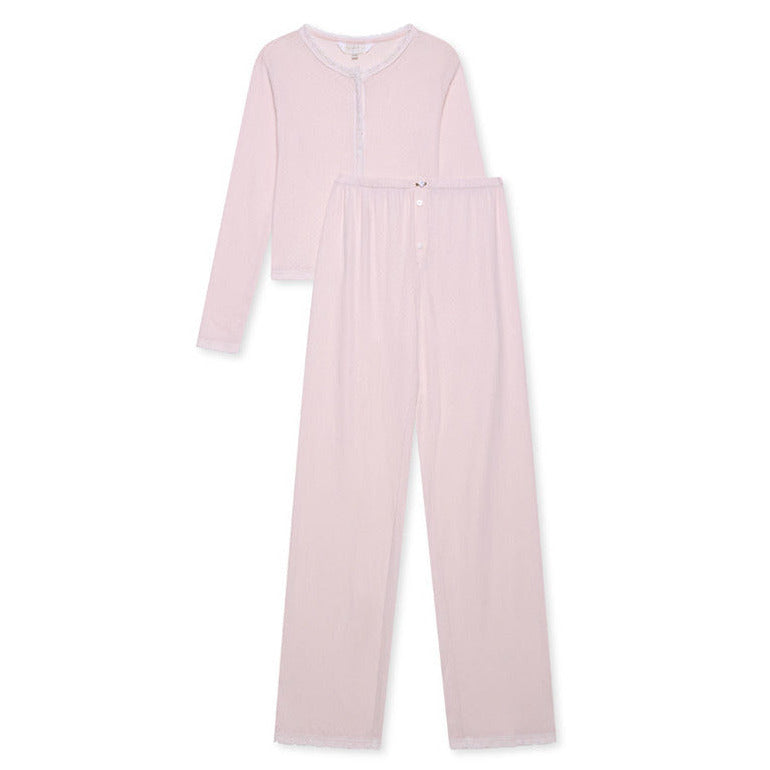 Cotton Pointelle Pyjama Trouser Set - Cotton Candy - The NAP Co. - image 1