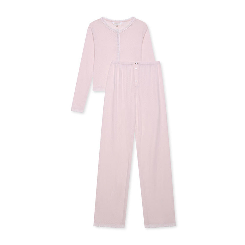 Cotton Pointelle Pyjama Trouser Set - Cotton Candy