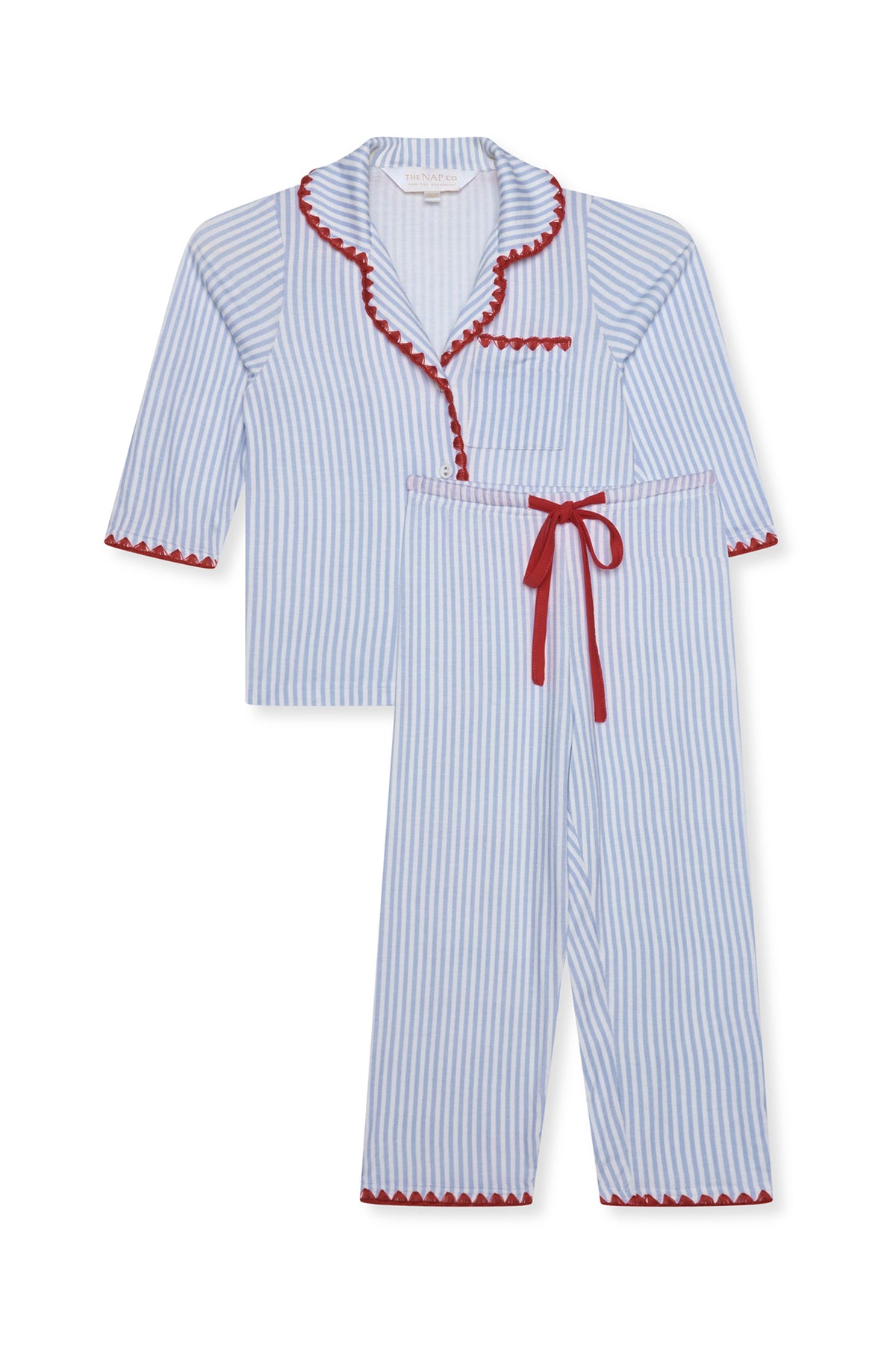 Children's Stitch Stretch Trouser Sleep Set- Blue Stripe/Red-3