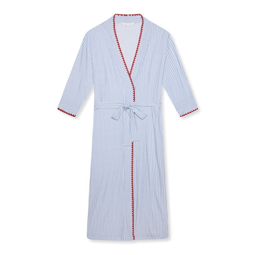Contrast Stitch Maxi Robe- Blue stripe/ Red-1