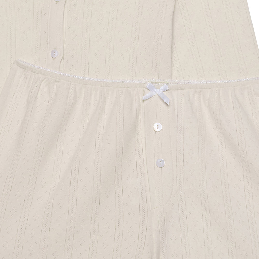 Pointelle Cardigan and Short Set- Buttermilk - The NAP Co. - image 2