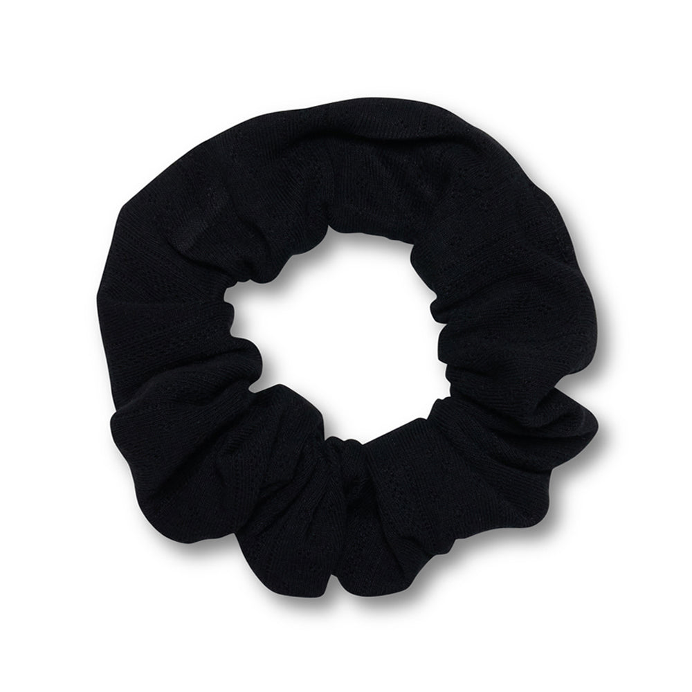 Pointelle Cotton Scrunchie- Black - The NAP Co.