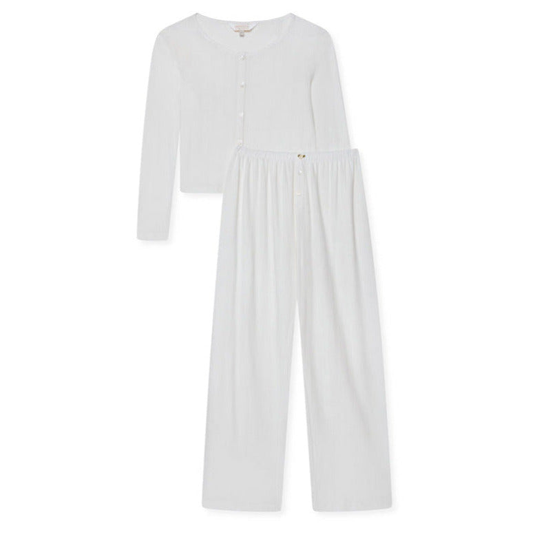 Pointelle Cardigan and Trouser Set- Milk White - The NAP Co. - image 1