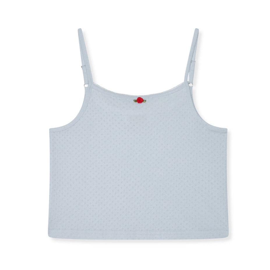 Pointelle Cami Top -Baby Blue/Red - The NAP Co.