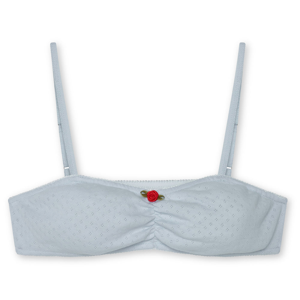 Pointelle Crop Top- Baby Blue/Red - The NAP Co.