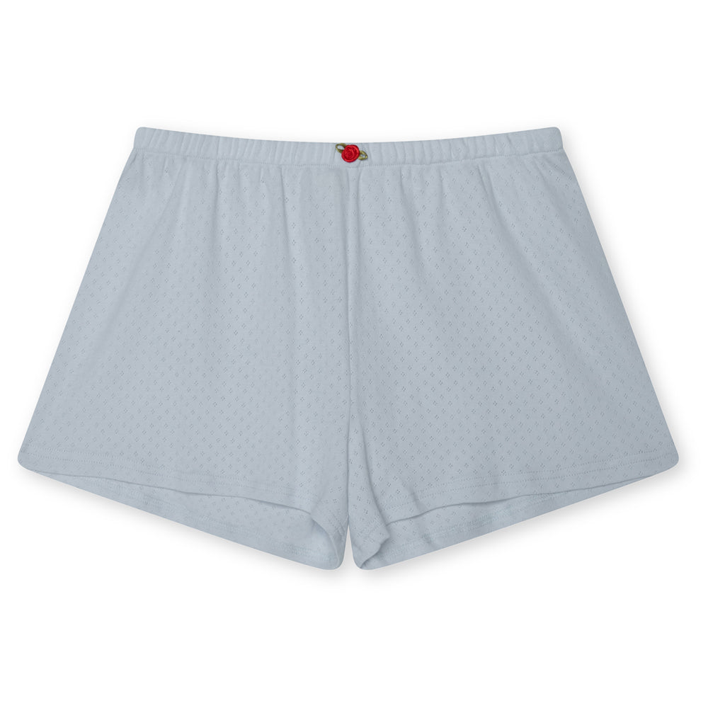 Pointelle Booty Short- Baby Blue/Red - The NAP Co.