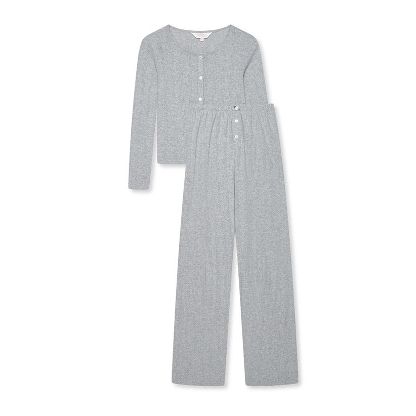 Cotton Pointelle Pyjama Trouser Set - Grey marl - The NAP Co. - image 1