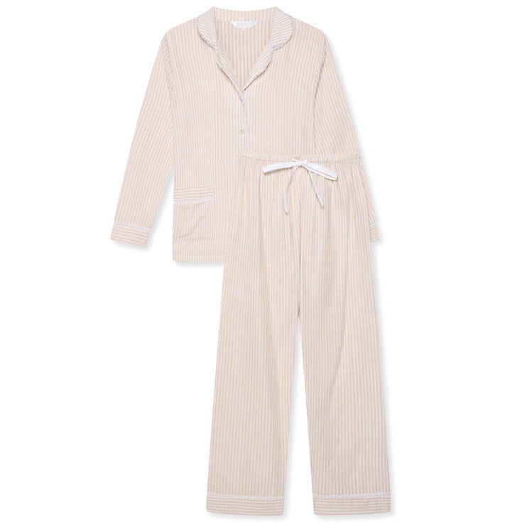 Men's Cotton Pyjama Trouser Set - Beige Stripe - The NAP Co.