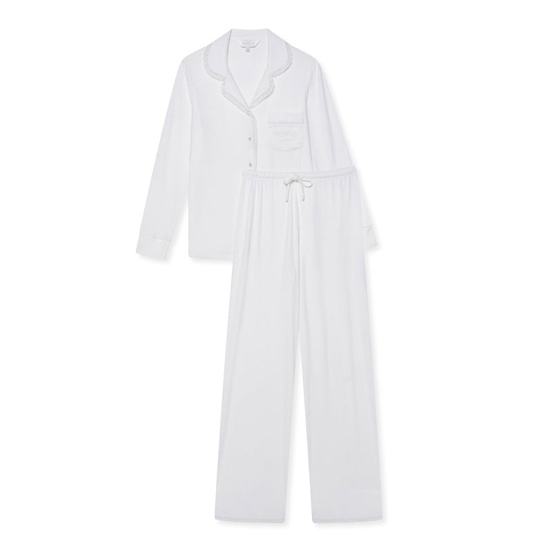 Children’s Modal Trouser PJ Set- White/Lace