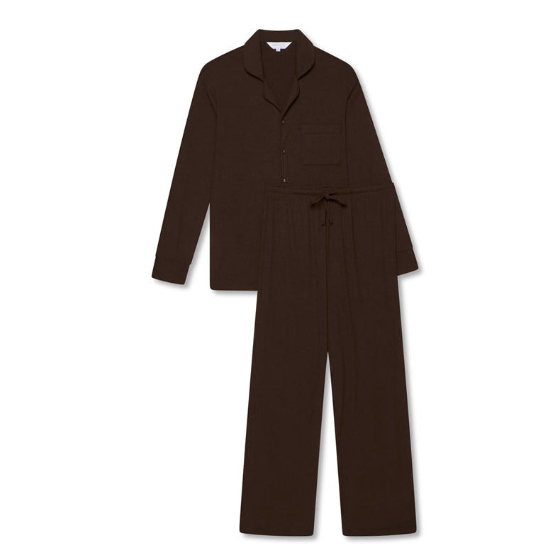 Men's Ribbed Modal Trouser PJ Set - Cocoa - The NAP Co.