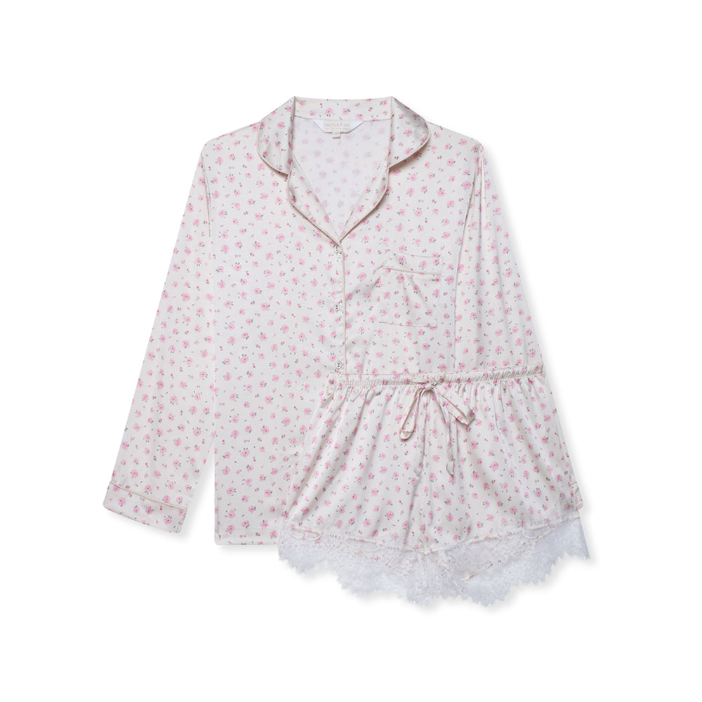 Satin Stretch Short PJ- Rose bud/Lace - The NAP Co. - image 1