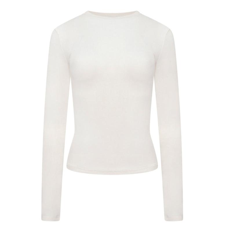 Ribbed Modal Long Sleeved Tshirt- Latte - The NAP Co.