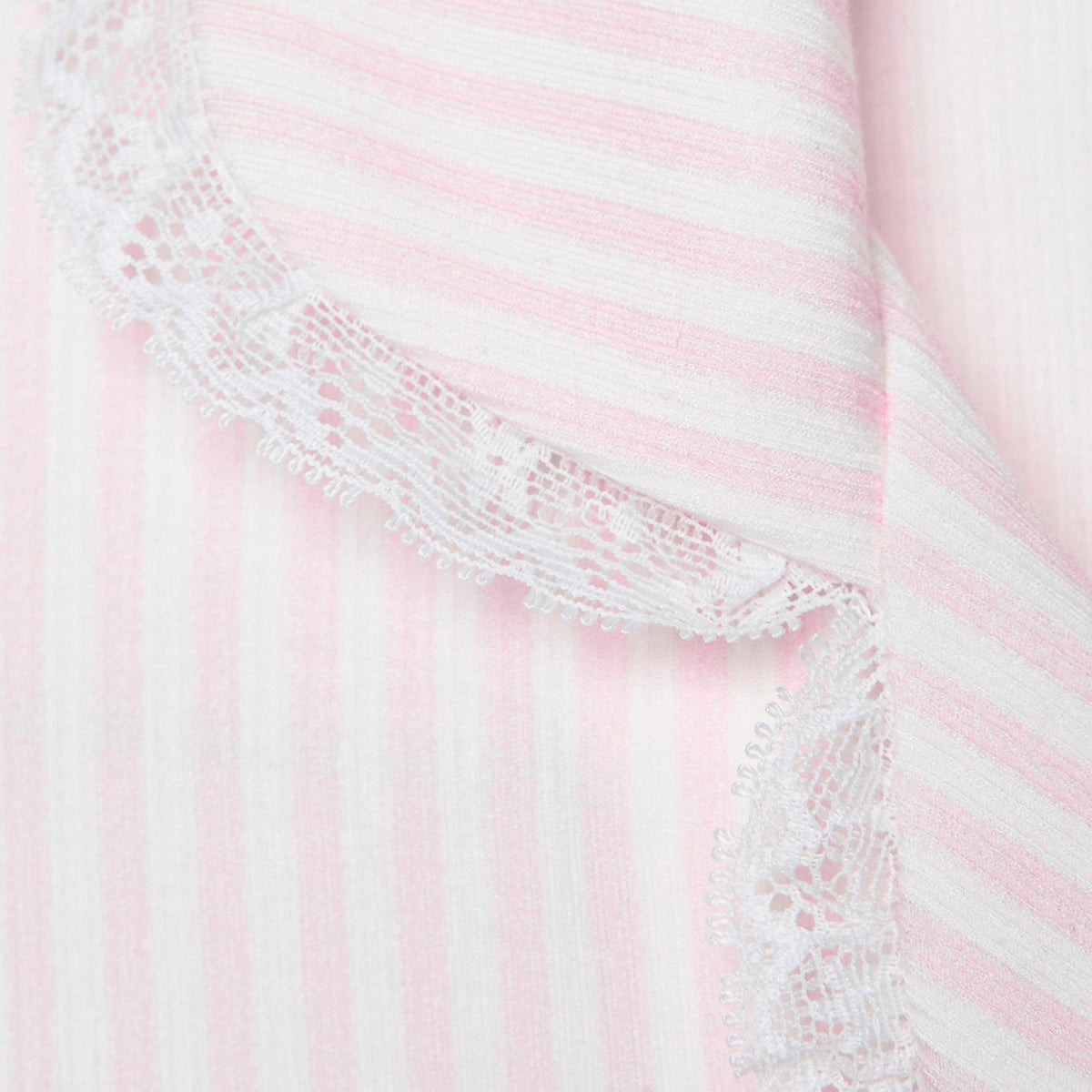 Stretch Ribbed Pyjama Trouser Set - Pink Stripe/Lace