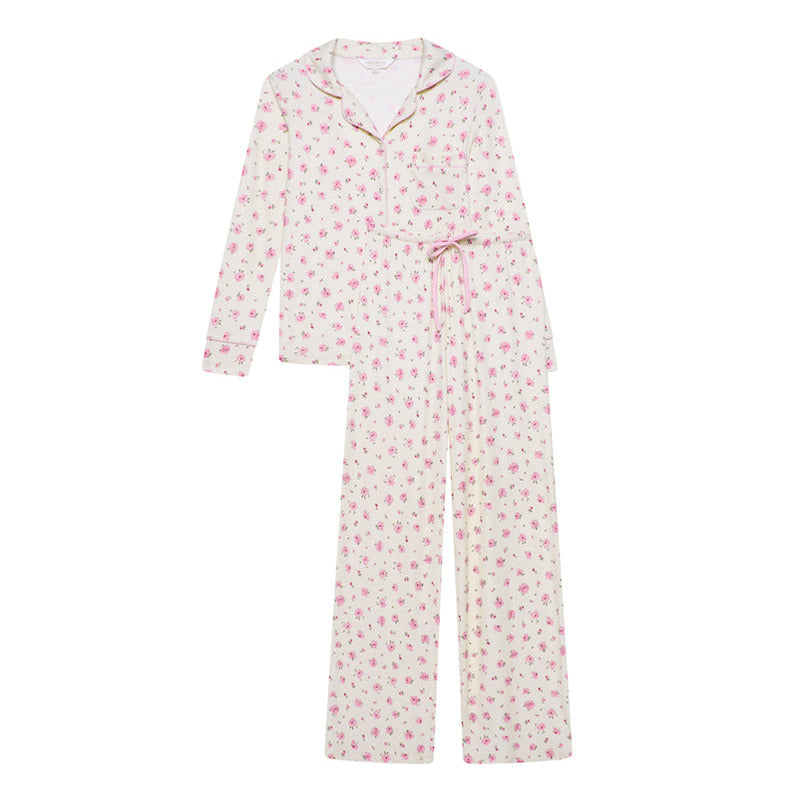 Stretch Ribbed Pyjama Trouser Set - Rose Bud