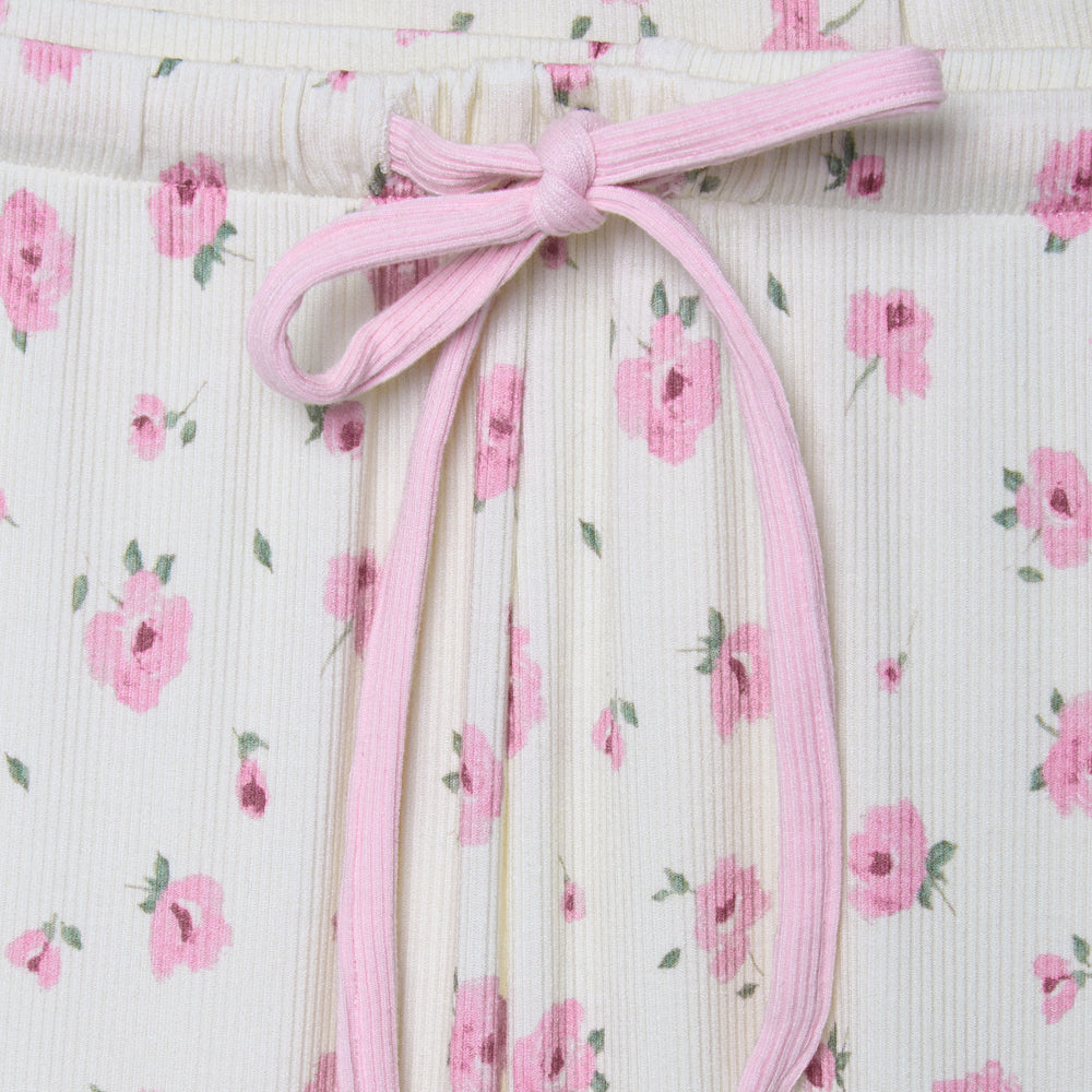 Stretch Ribbed Pyjama Trouser Set - Rose Bud