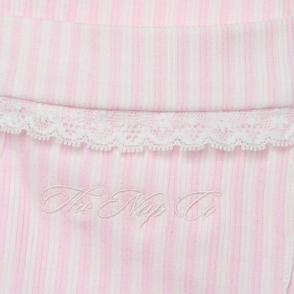 Children’s Modal Trouser PJ Set- Pink Stripe/Lace