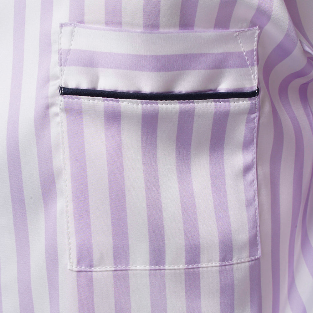 Stretch Satin Stripe Trouser PJ- Lilac/Navy