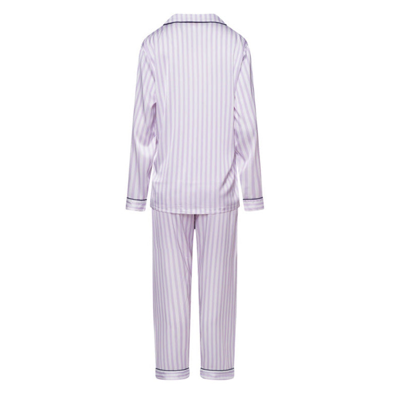 Stretch Satin Stripe Trouser PJ- Lilac/Navy