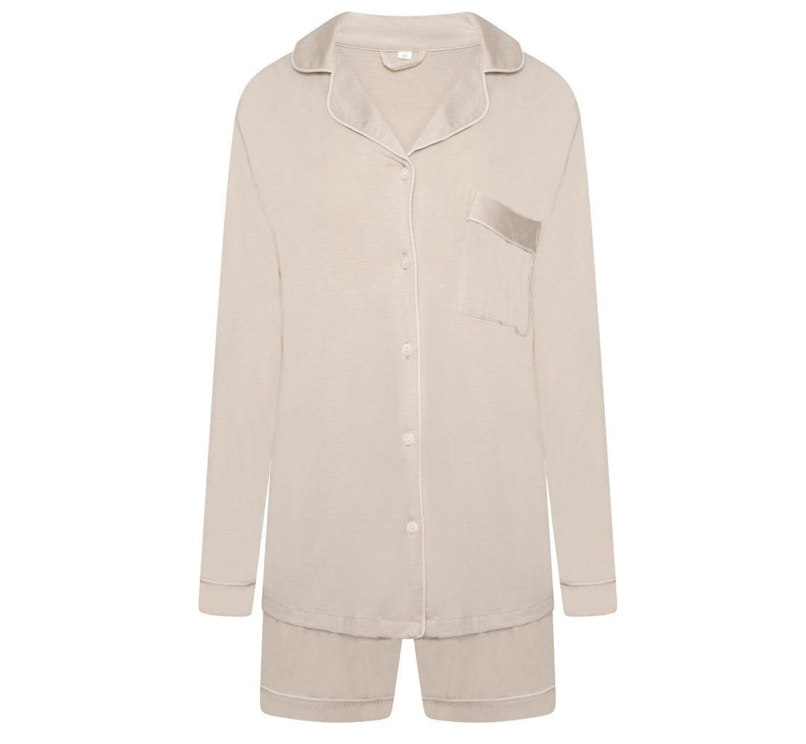 Rayon Stretch Short Pyjama Set - Oat - The NAP Co.